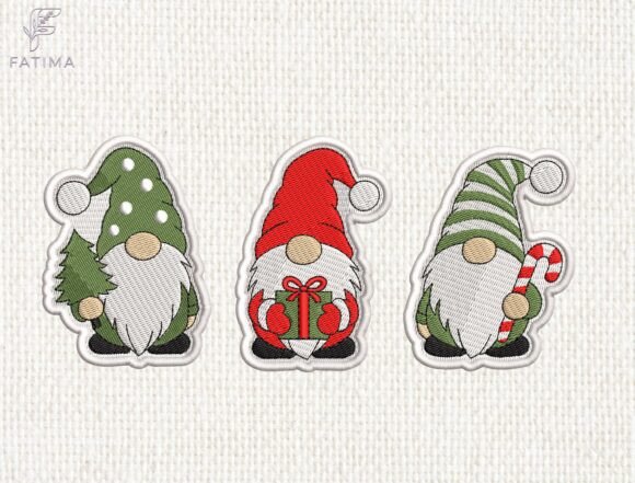 Christmas Gnome Patches Embroidery Set