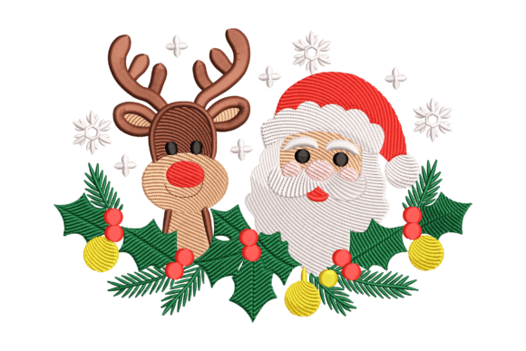 Santa and Reindeer: A Festive Holiday Embroidery Staple