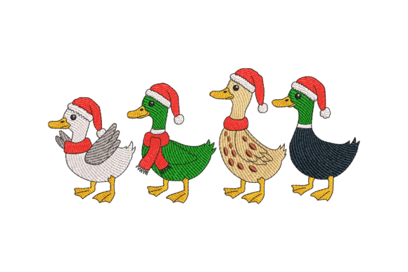Santa Hat Ducks: A Business-Ready Embroidery Design